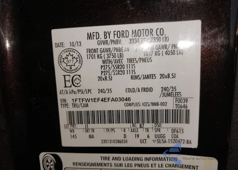 2014 Ford F-150 Xlt z USA, uszkodzony, nr VIN 1FTFW1EF4EFA03046